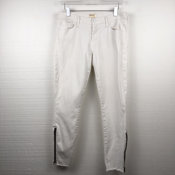 MOTHER Denim - Mother Looker Zip Fray White Jeans Size 29